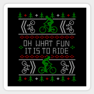 Biking Oh What Fun it is to Ride Ugly Christmas Sweater Bike Design Sticker